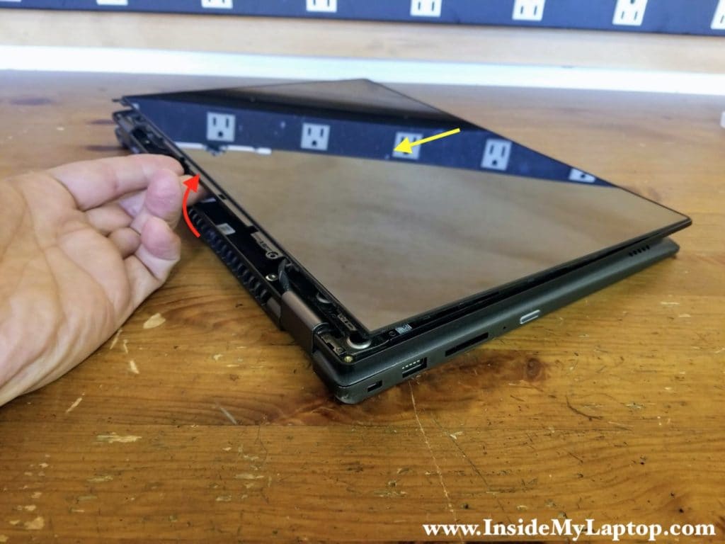 After all the adhesive tape removed completely you can easily separate the touchscreen assembly from the display cover.