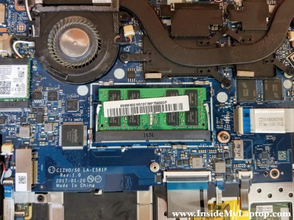 Lenovo ideapad 720S-14IKB motherboard has only one memory slot.