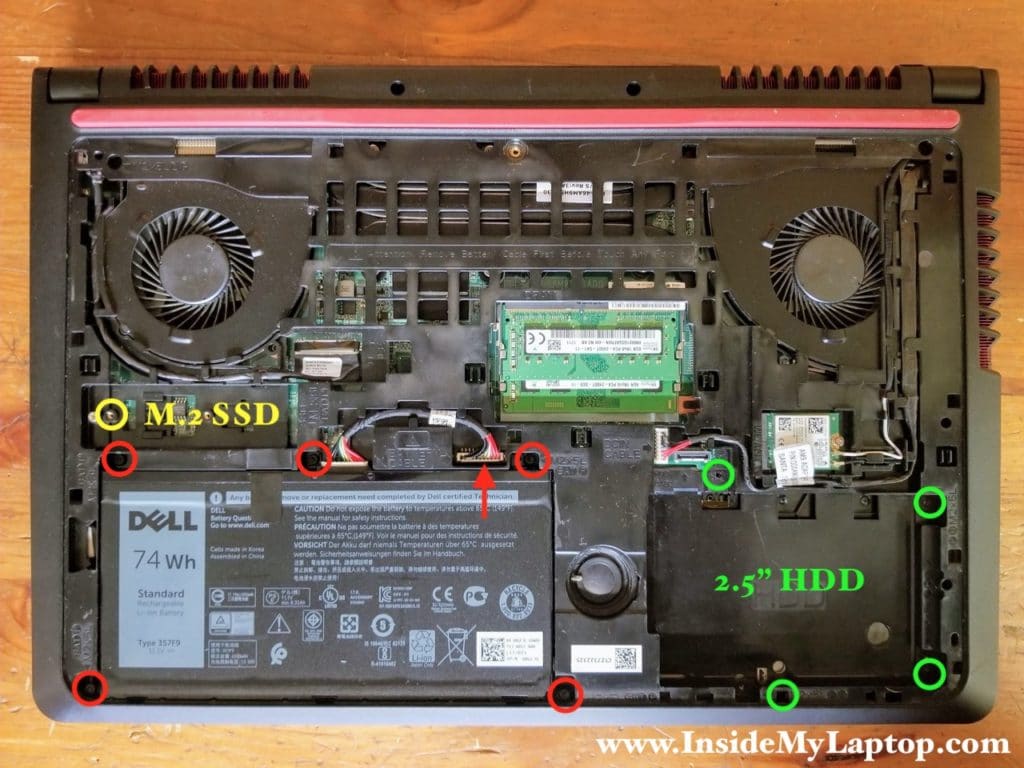 Access M.2 SSD, 2.5" HDD and both RAM slots.