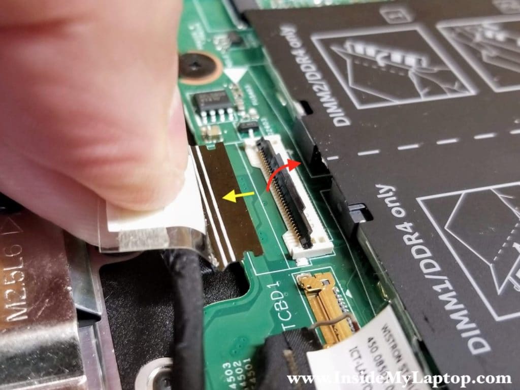 Here's how to disconnect the touchscreen cable.