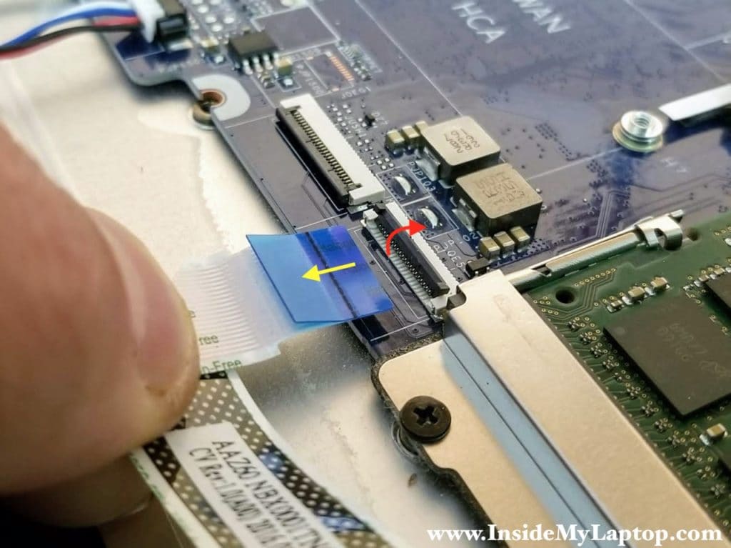 Here's how to disconnect the touchpad and front LED board cables.