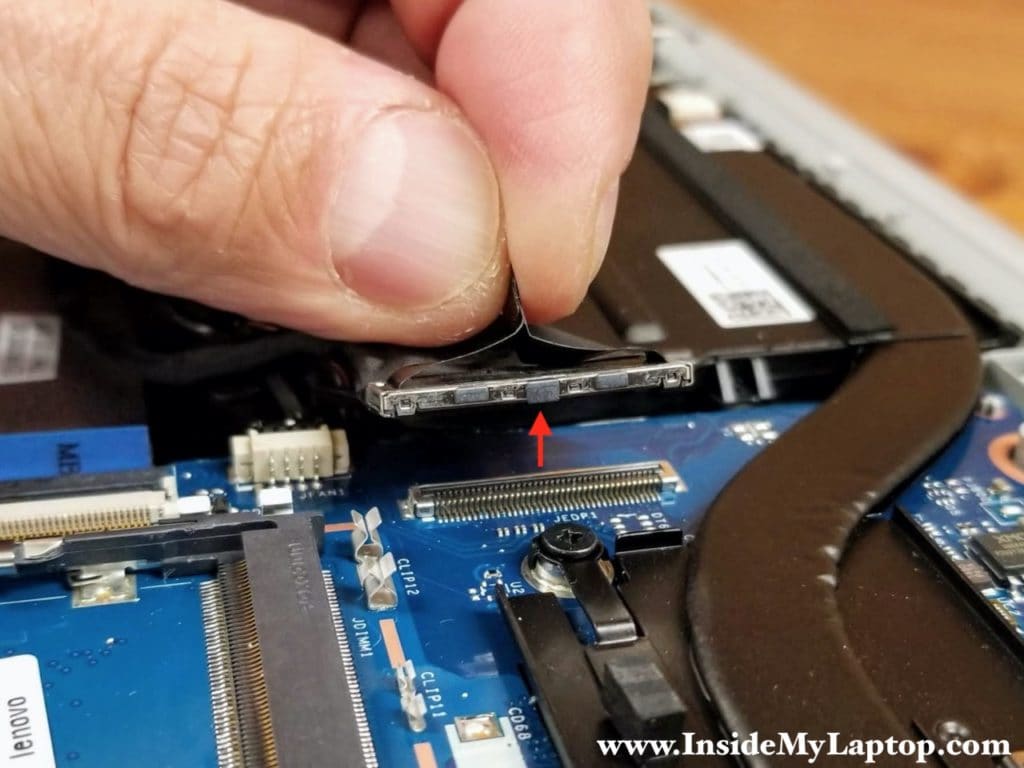 Pull the connector up to disconnect it from the motherboard.