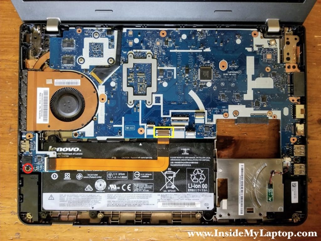 Remove one screw securing the USB audio board cable. Disconnect the I/O cable from the motherboard.