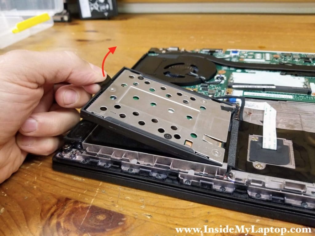 Remove the hard drive from the laptop.