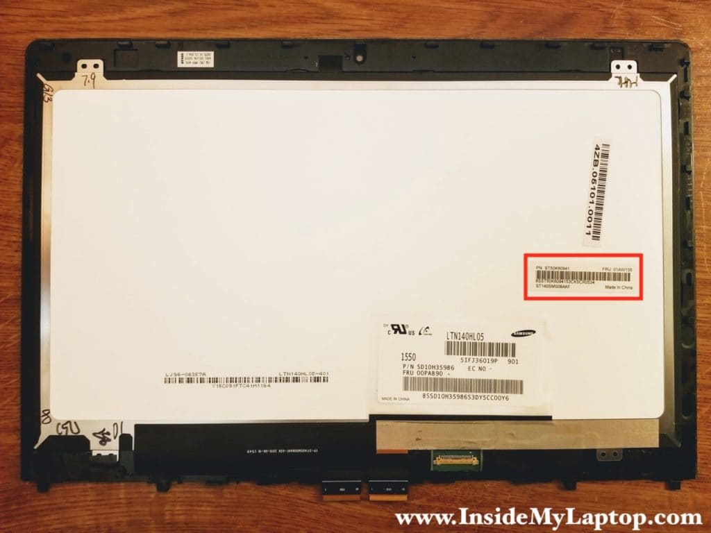 Lenovo Yoga 14 touch screen FRU part number 01AW135.