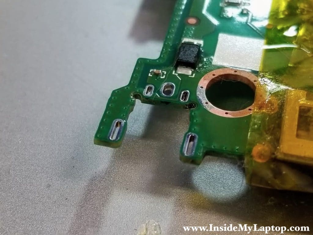 All plated through holes must be properly coated with fresh solder.
