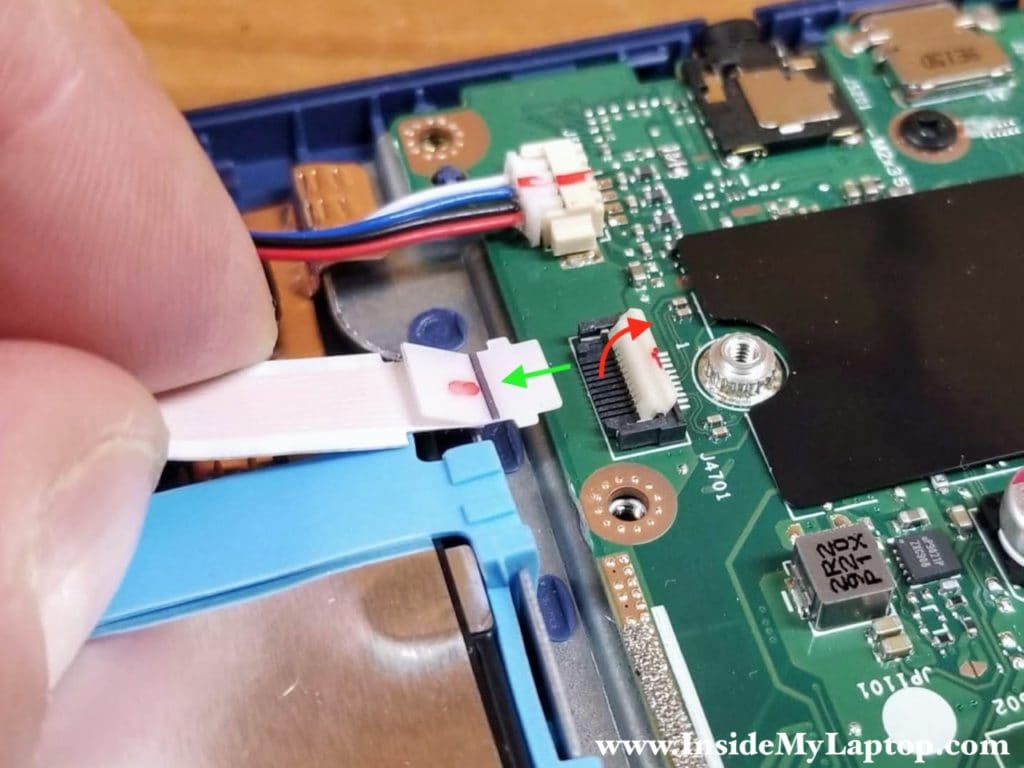 Unlock the connector before removing the cable.