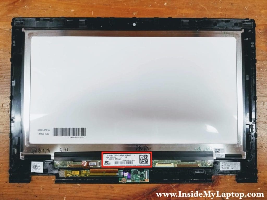 Dell part number printed on the back of the original screen.