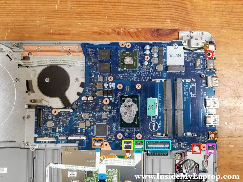 Remove one screws securing the motherboard and disconnect all cables.