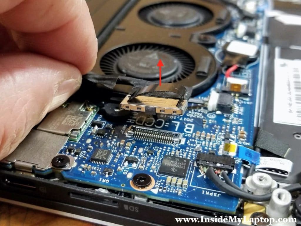 Disconnect the webcam cable from the motherboard.