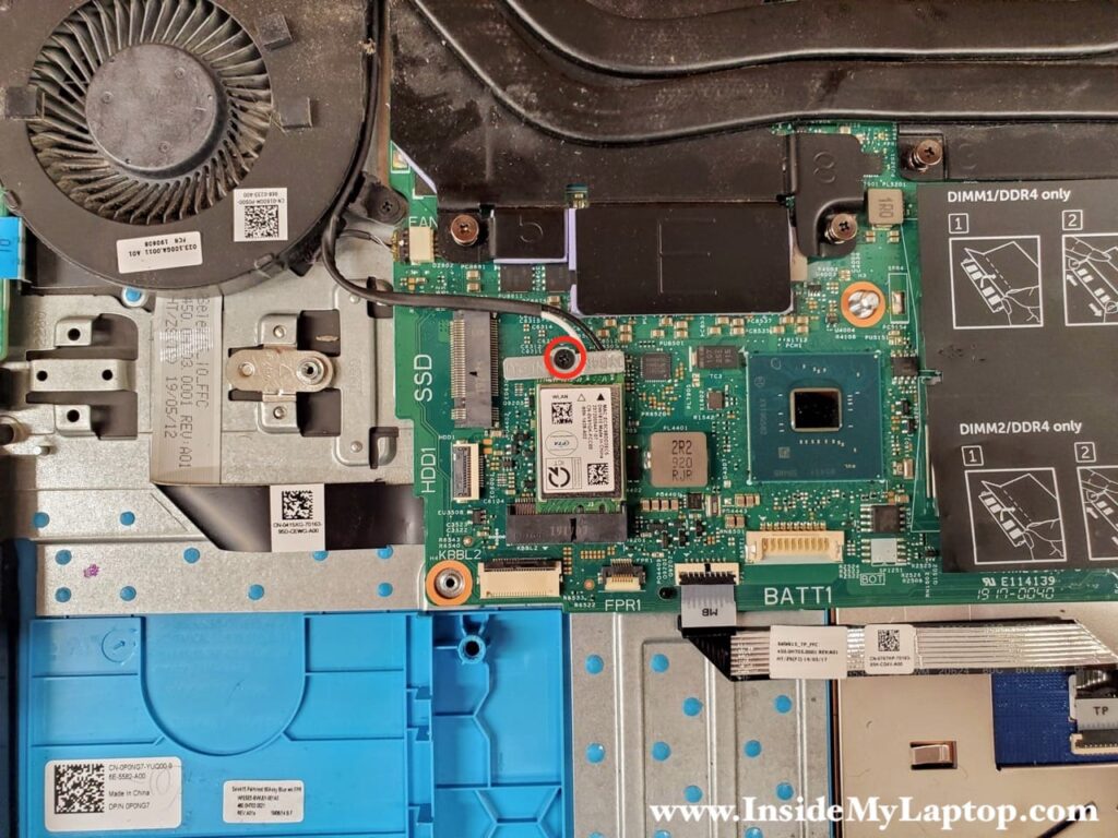 Remove one screws from the wireless card bracket.