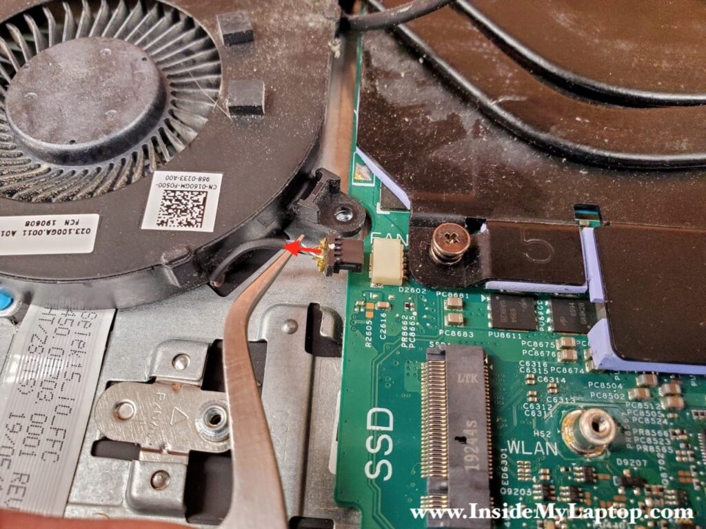 Carefully unplug the fan cable from the motherboard.