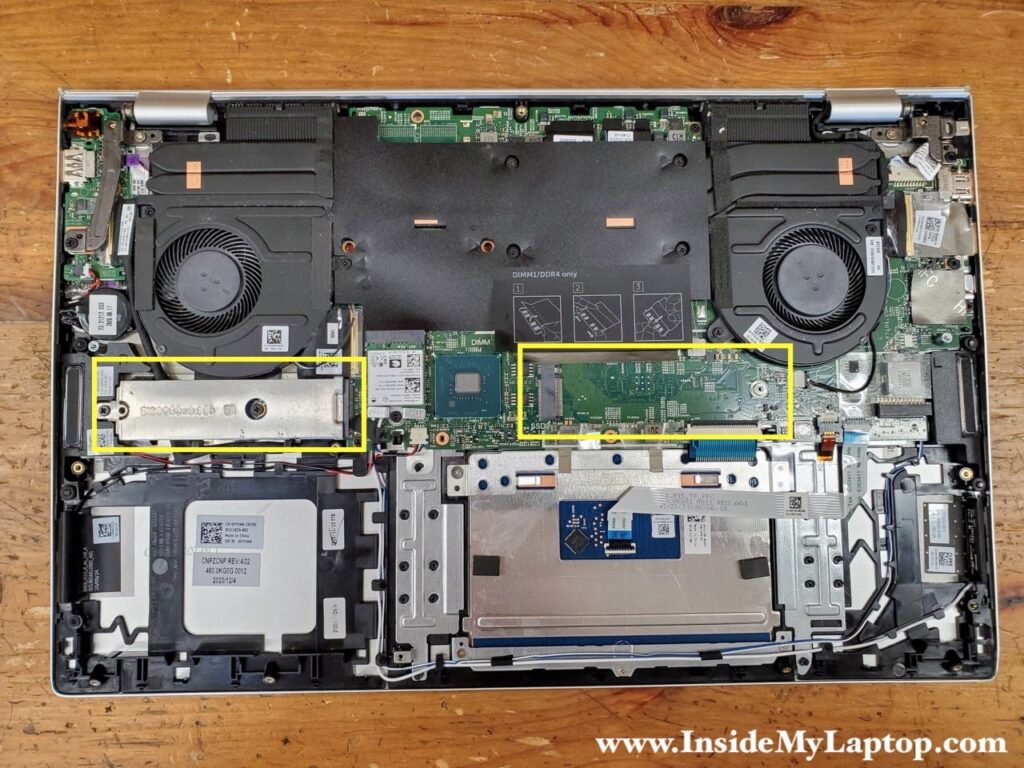 Dell Inspiron 7501 laptop can support two M.2 PCIe NVMe SSDs.