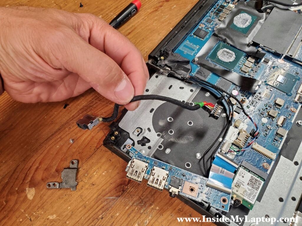 Remove and replace DC jack cable.