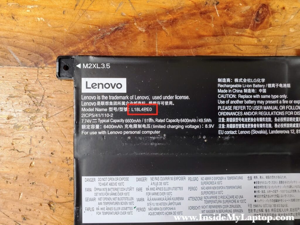 Battery model number: L18L4PE0.