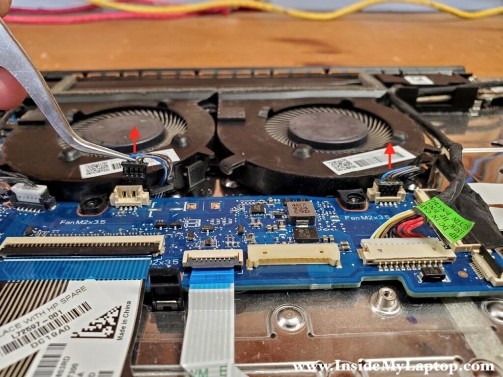 Disconnect fans cables from the motherboard.